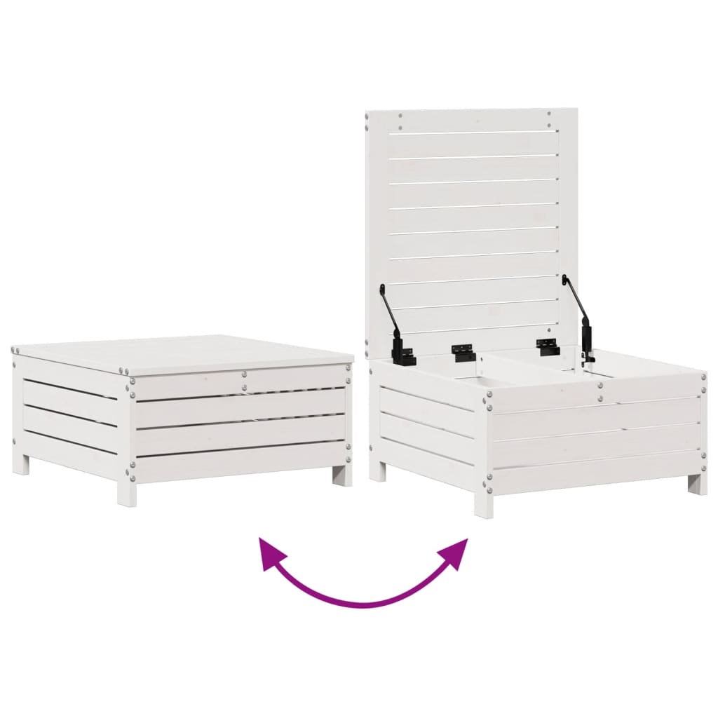 7 pcs conj. lounge de jardim c/ almofadões pinho maciço branco