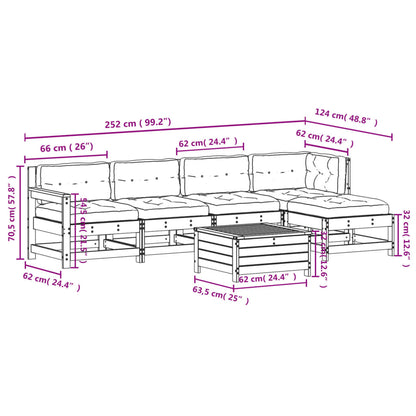 6 pcs conjunto lounge jardim c/ almofadões pinho maciço branco