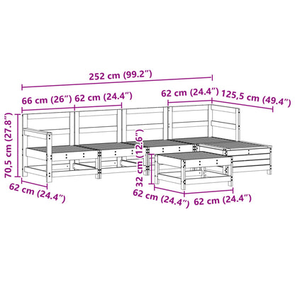 6 pcs conjunto sofás de jardim madeira de pinho maciça