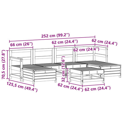 7 pcs conjunto de sofás para jardim madeira de pinho maciça