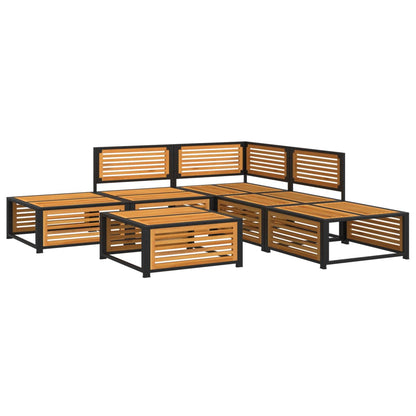 6 pcs conjunto de sofás de jardim com almofadões acácia maciça