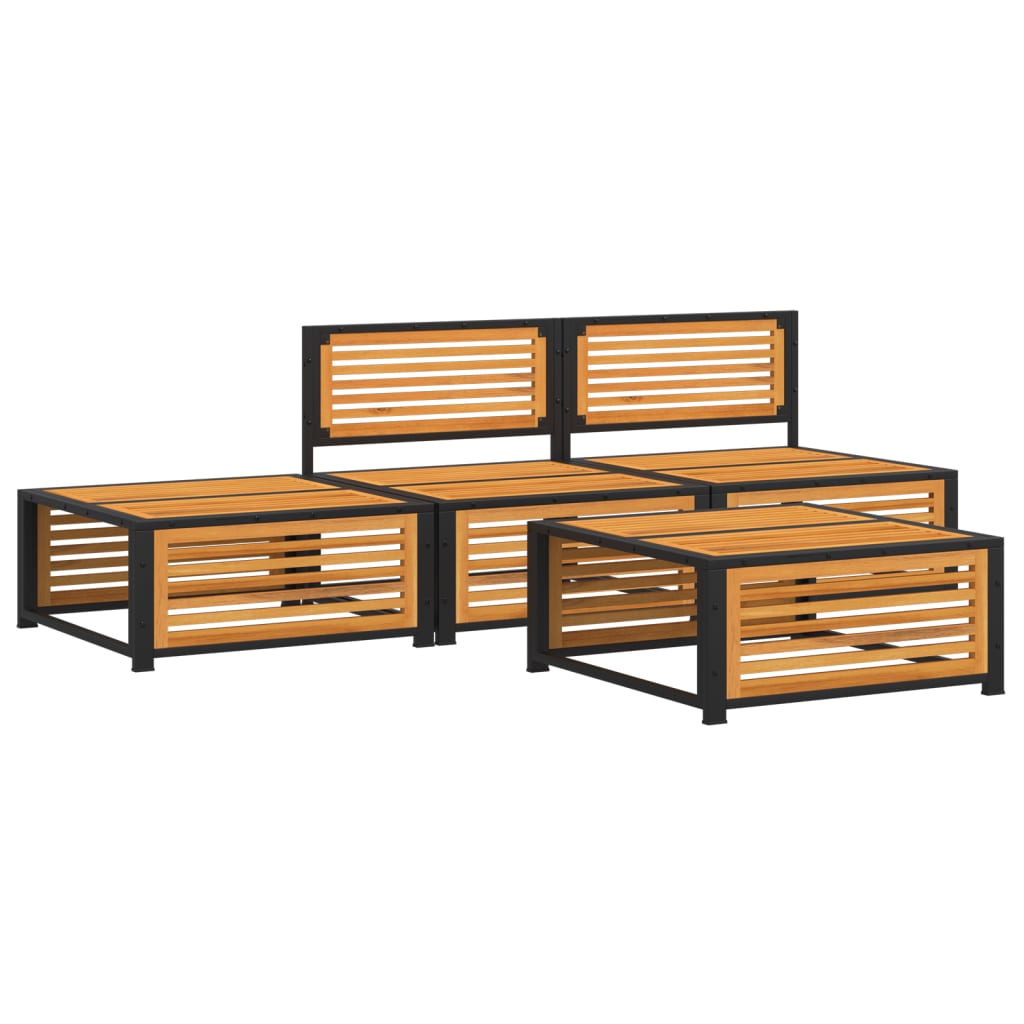 4 pcs conjunto de sofás de jardim com almofadões acácia maciça