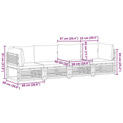 4 pcs conjunto de sofás de jardim com almofadões acácia maciça