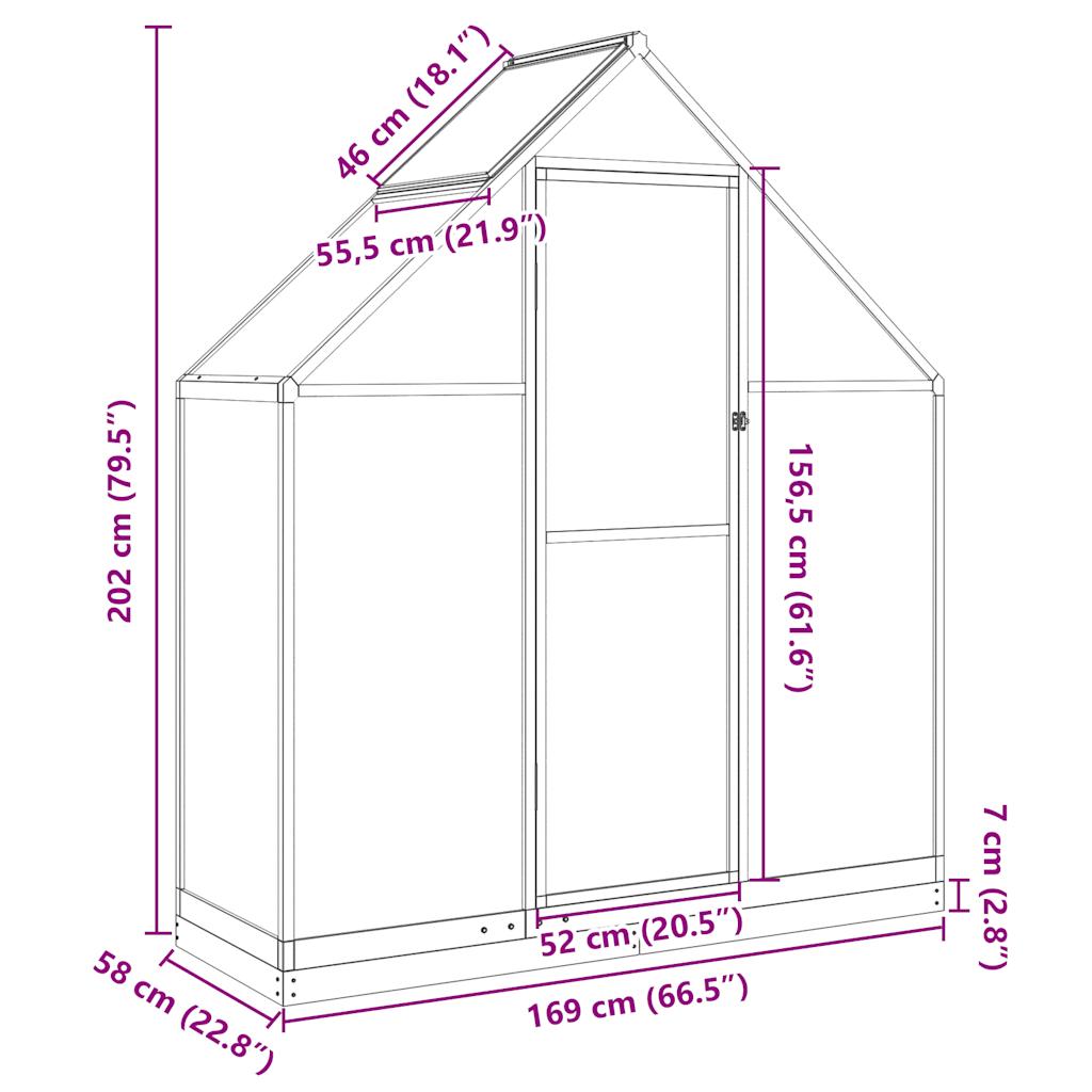 Estufa com estrutura de base 169x58x202 cm alumínio antracite