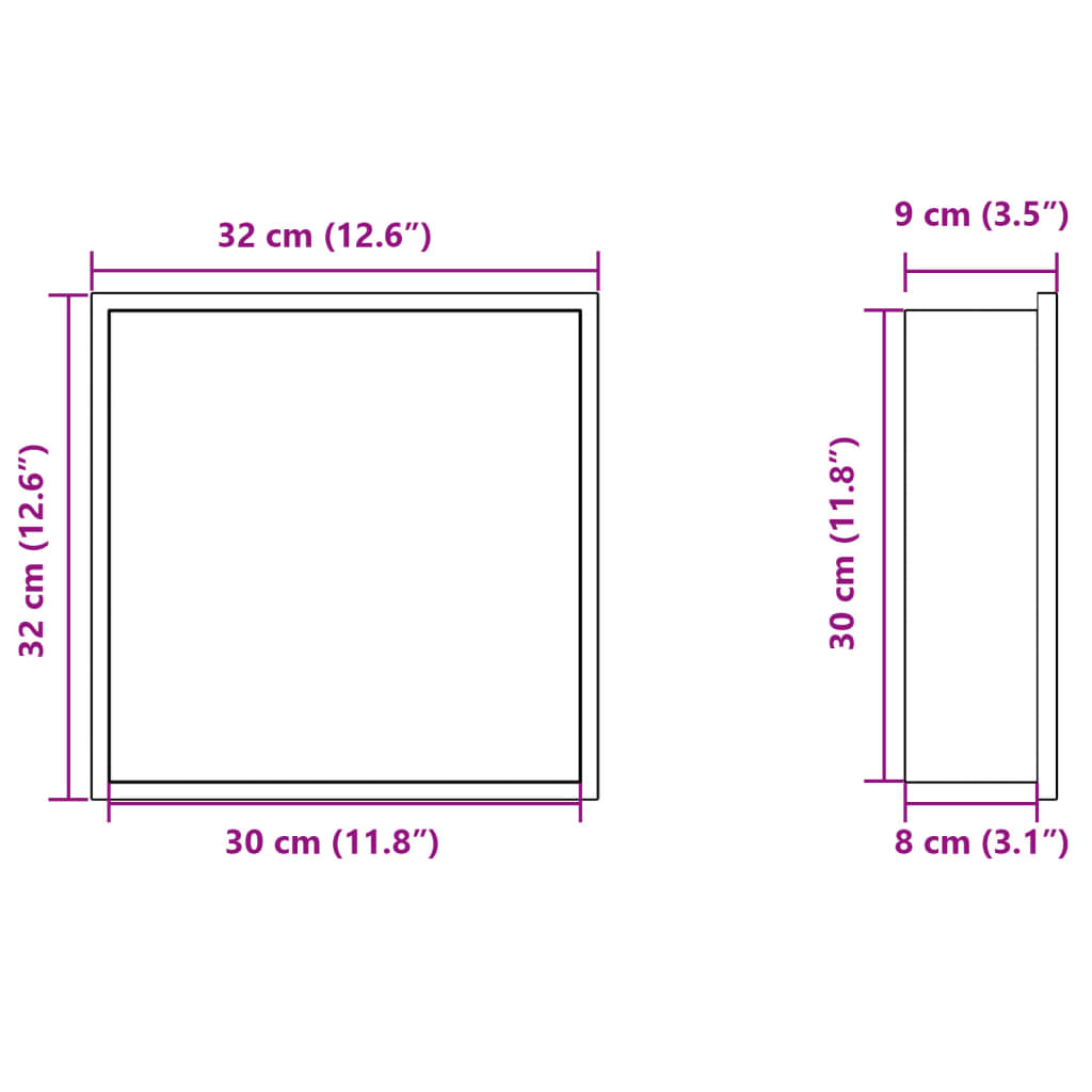 Nicho parede p/ duche 32x32x9 cm aço inoxidável prata escovada