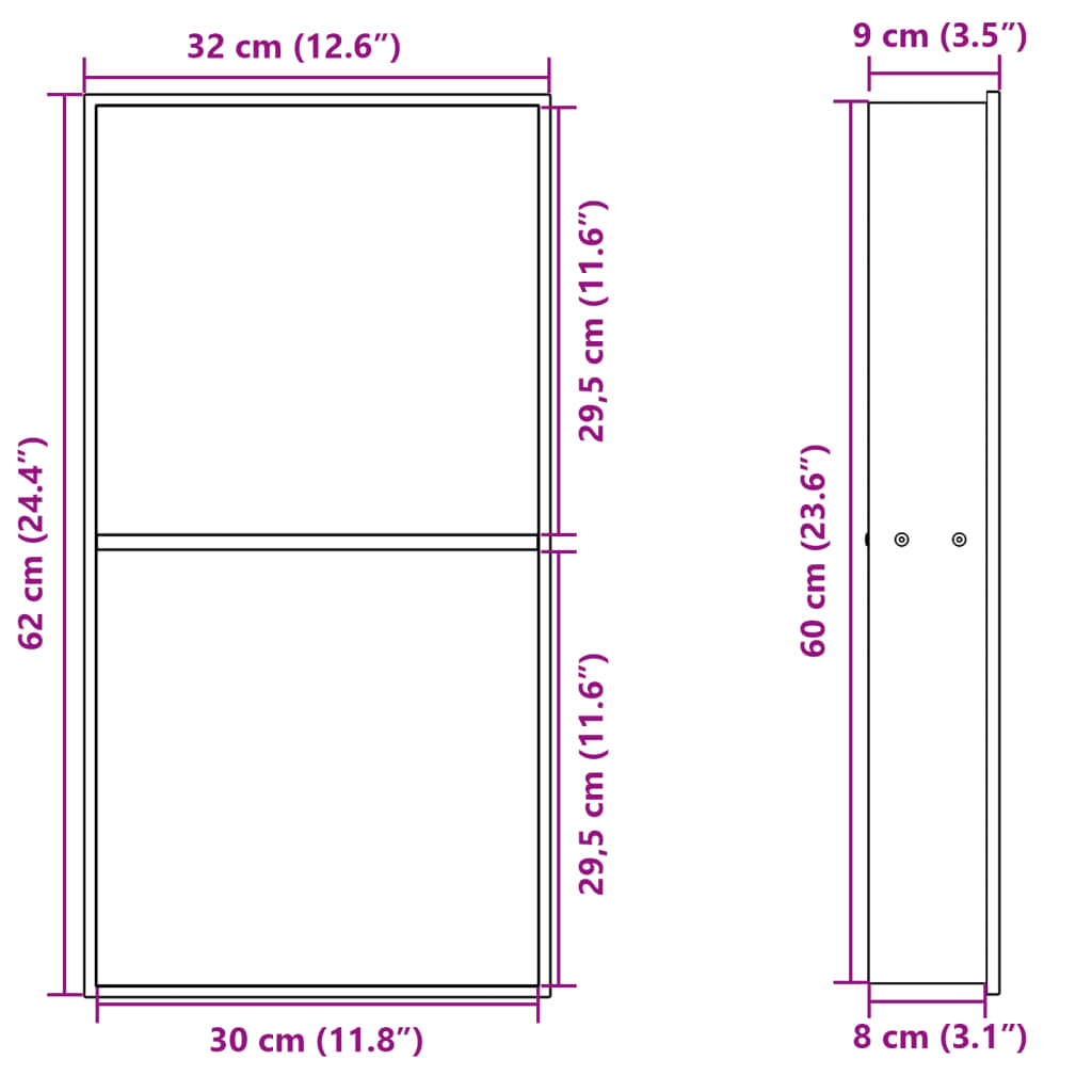 Nicho parede p/ duche 32x62x9cm aço inoxidável dourado escovada