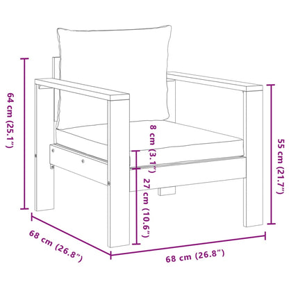 4 pcs conjunto de sofás de jardim com almofadões acácia maciça