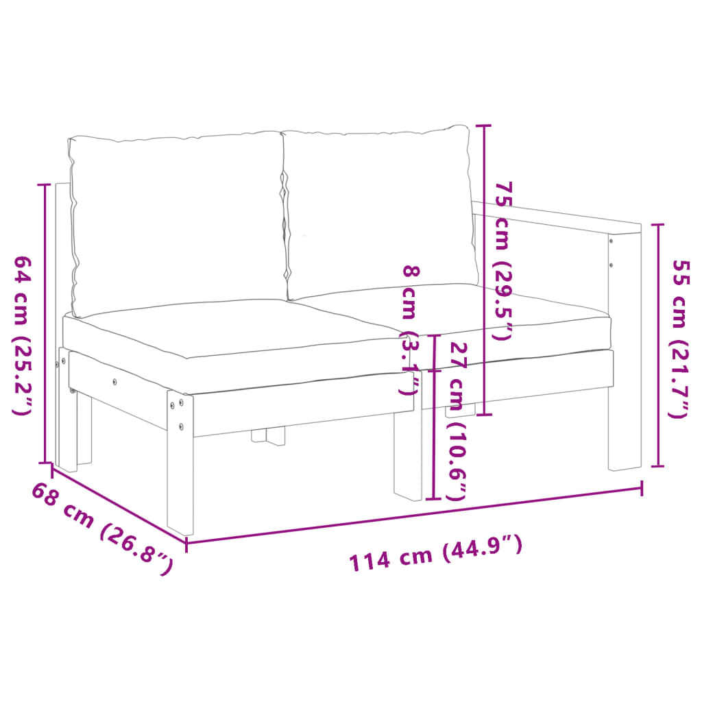 5 pcs conjunto de sofás de jardim com almofadões acácia maciça