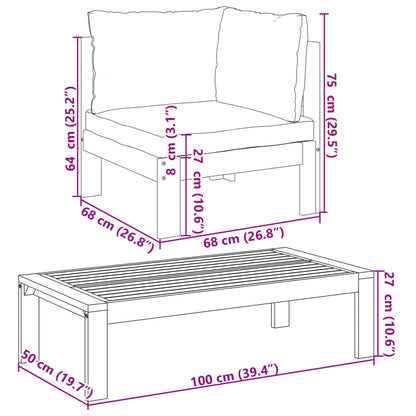 6 pcs conjunto de sofás de jardim com almofadões acácia maciça