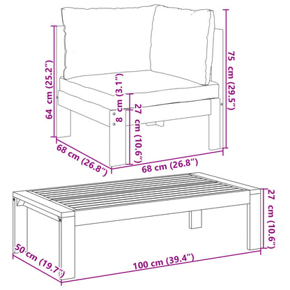 4 pcs conjunto de sofás de jardim com almofadões acácia maciça