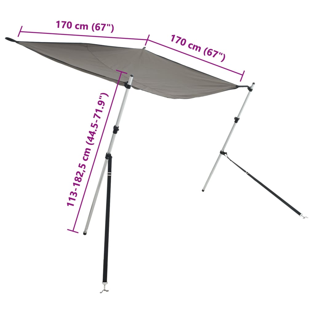 Conj. extensão de toldo em T 170x170x(113-182,5) cm antracite