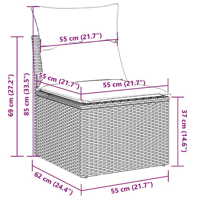 7 pcs conj. sofás jardim com almofadões vime PE cinzento-claro