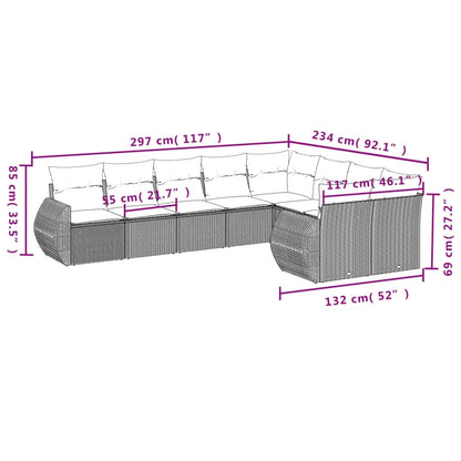 9 pcs conjunto de sofás p/ jardim com almofadões vime PE bege