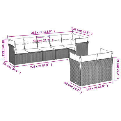 8 pcs conjunto de sofás p/ jardim com almofadões vime PE bege