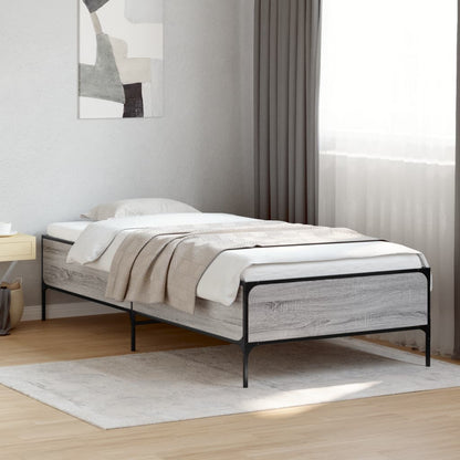 Estrutura cama 100x200 cm derivados madeira/metal cinza sonoma