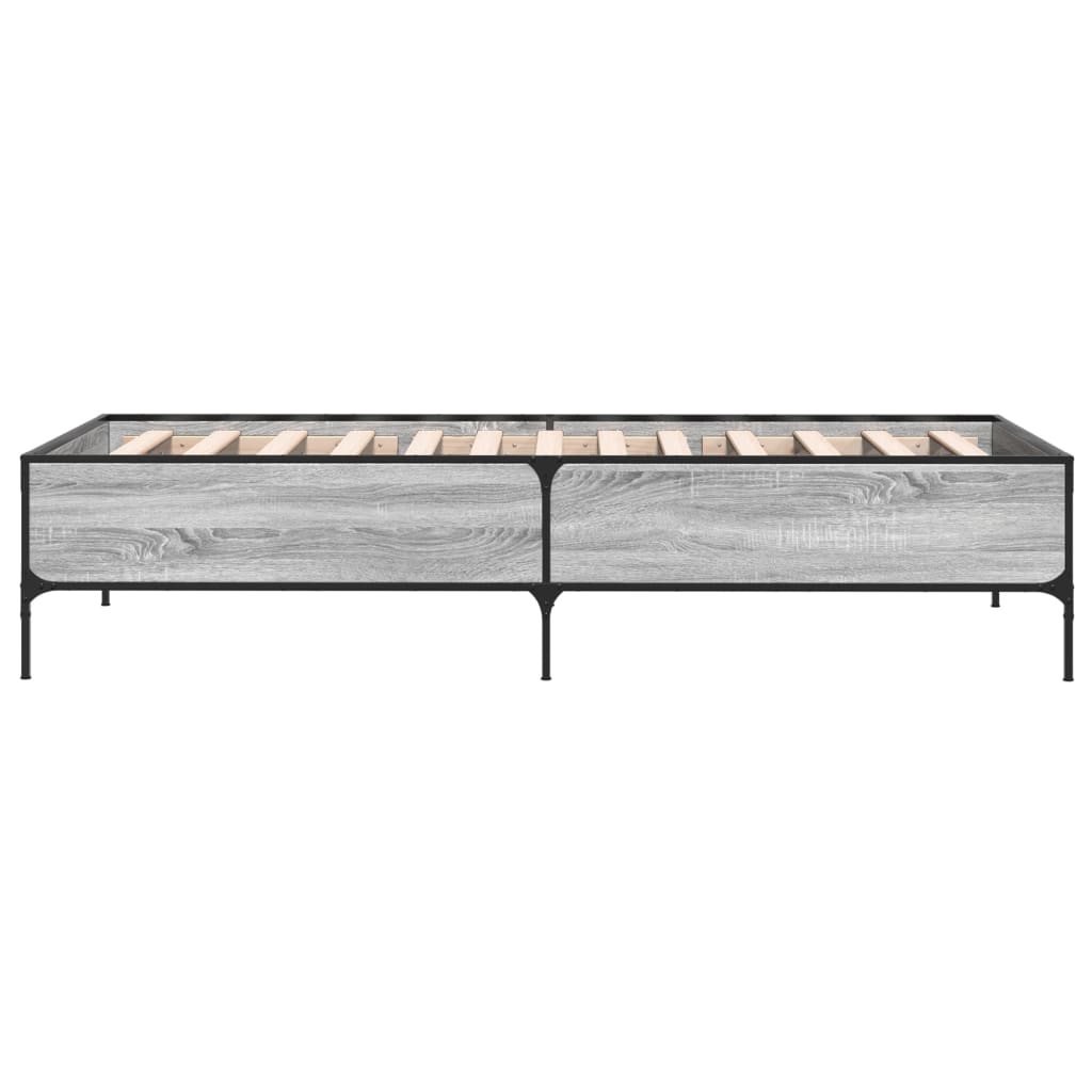 Estrutura cama 100x200 cm derivados madeira/metal cinza sonoma