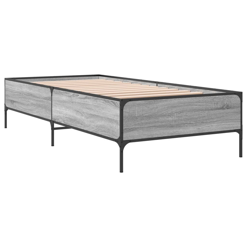 Estrutura cama 100x200 cm derivados madeira/metal cinza sonoma