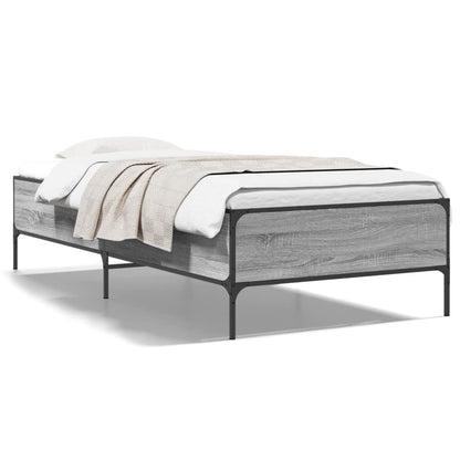 Estrutura cama 100x200 cm derivados madeira/metal cinza sonoma