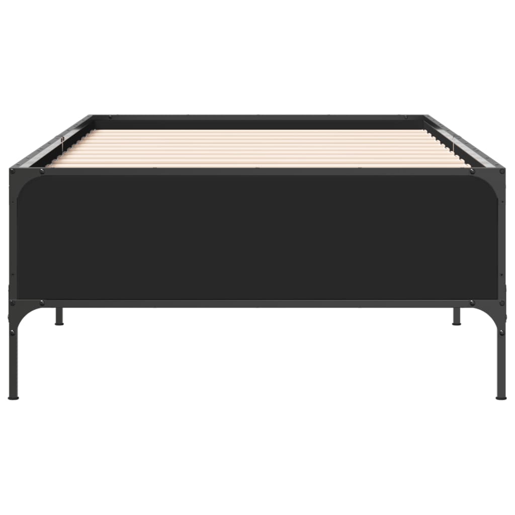 Estrutura de cama 90x190 cm derivados de madeira e metal preto