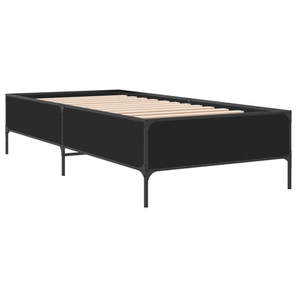 Estrutura de cama 90x190 cm derivados de madeira e metal preto