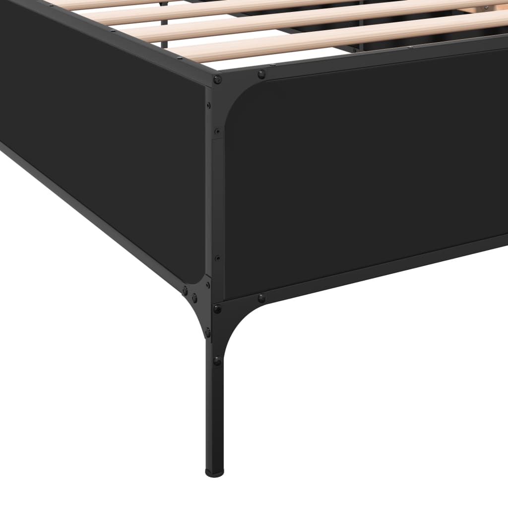 Estrutura de cama 90x190 cm derivados de madeira e metal preto