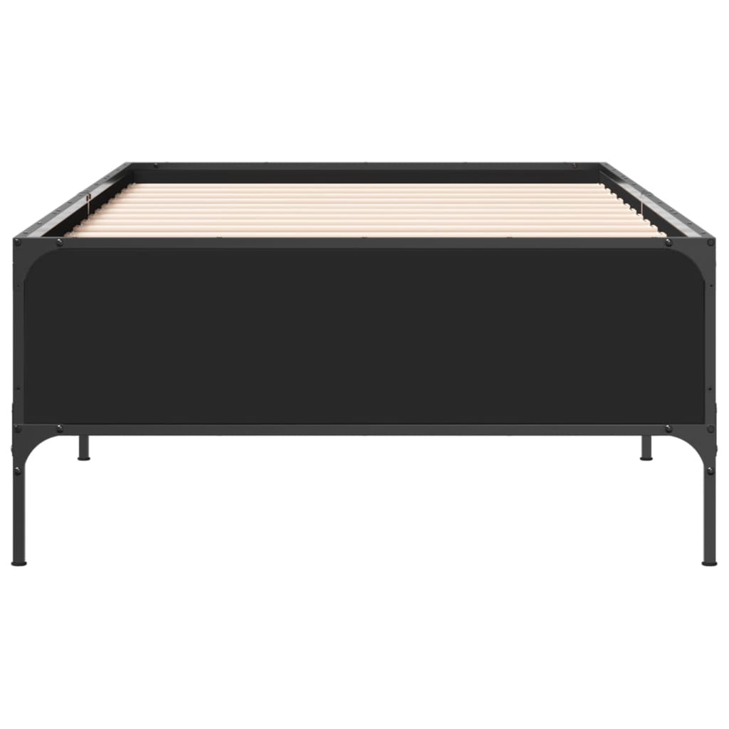 Estrutura de cama 75x190 cm derivados de madeira e metal preto