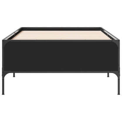 Estrutura de cama 75x190 cm derivados de madeira e metal preto