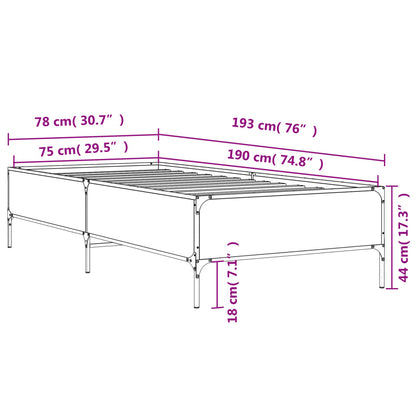 Estrutura de cama derivados de madeira e metal cinzento sonoma