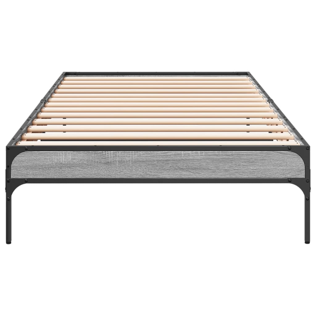 Estrutura cama 100x200 cm derivados madeira/metal cinza sonoma