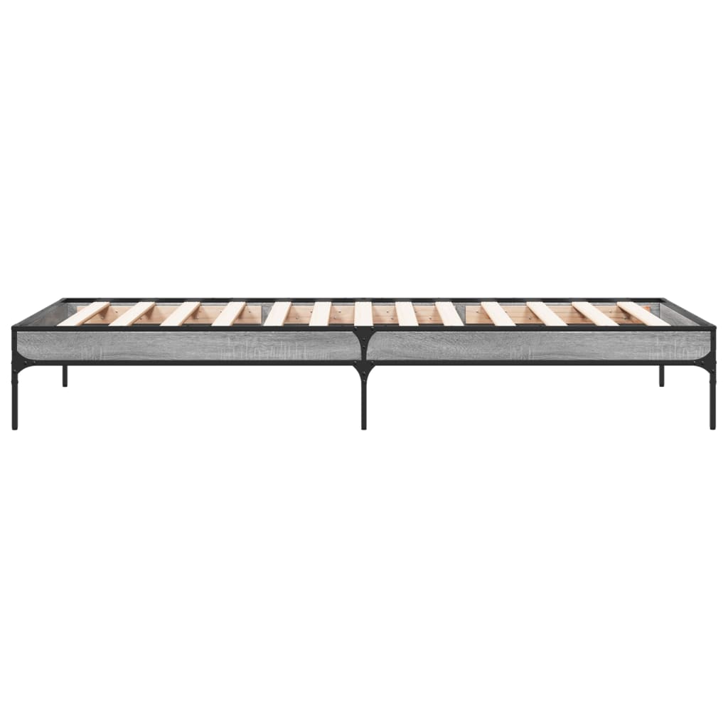 Estrutura cama 100x200 cm derivados madeira/metal cinza sonoma