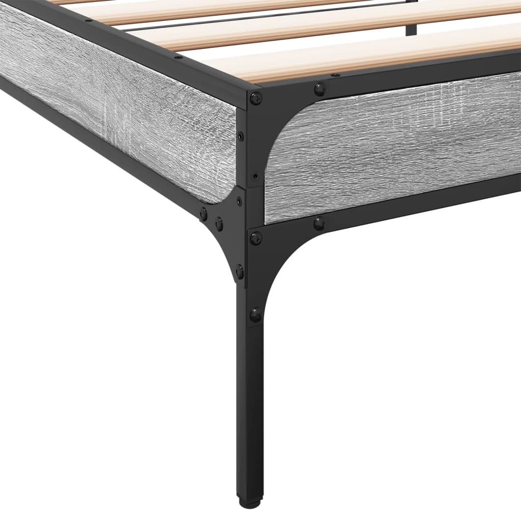 Estrutura cama 100x200 cm derivados madeira/metal cinza sonoma