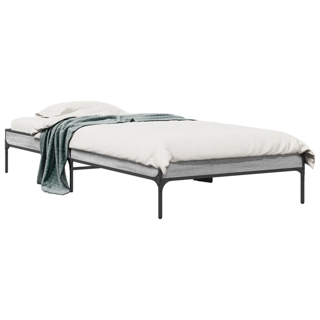 Estrutura cama 100x200 cm derivados madeira/metal cinza sonoma