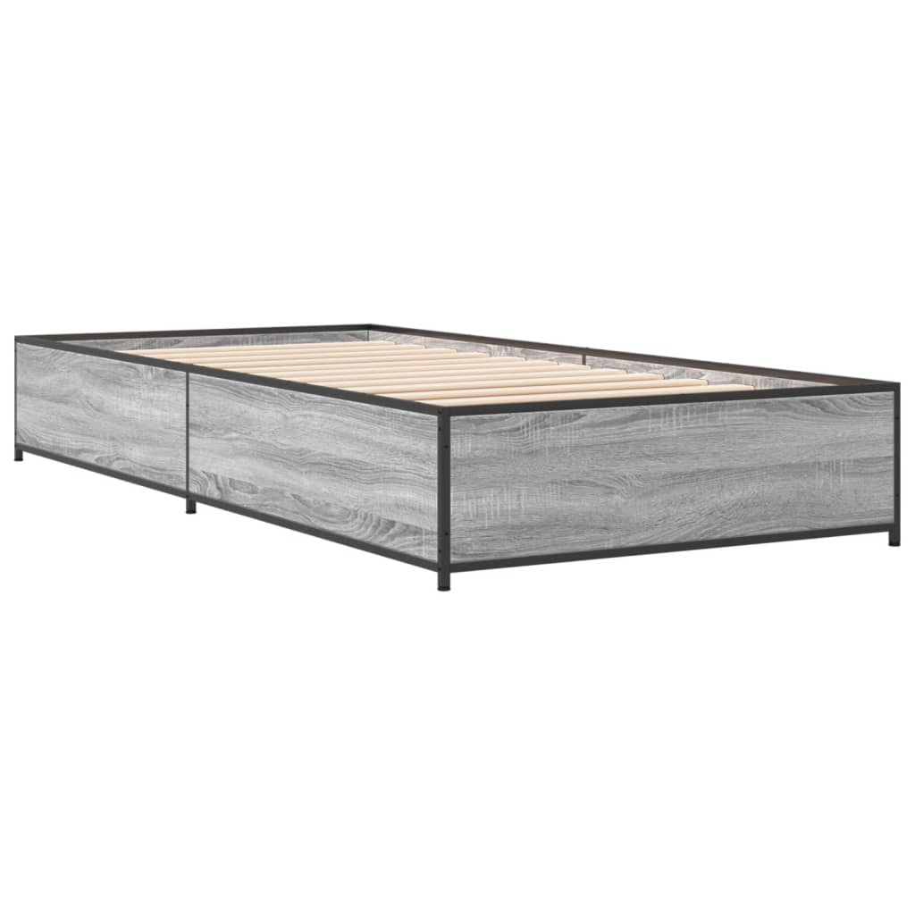 Estrutura cama 100x200 cm derivados madeira/metal cinza sonoma