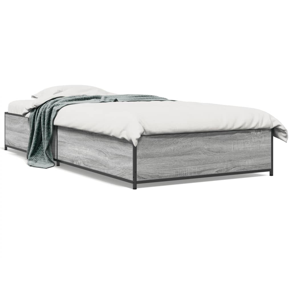 Estrutura cama 100x200 cm derivados madeira/metal cinza sonoma