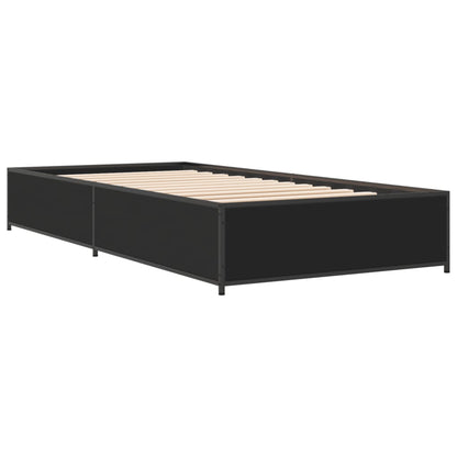 Estrutura de cama 90x190 cm derivados de madeira e metal preto