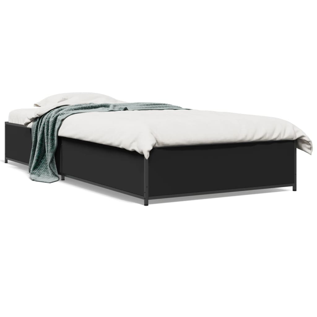 Estrutura de cama 90x190 cm derivados de madeira e metal preto