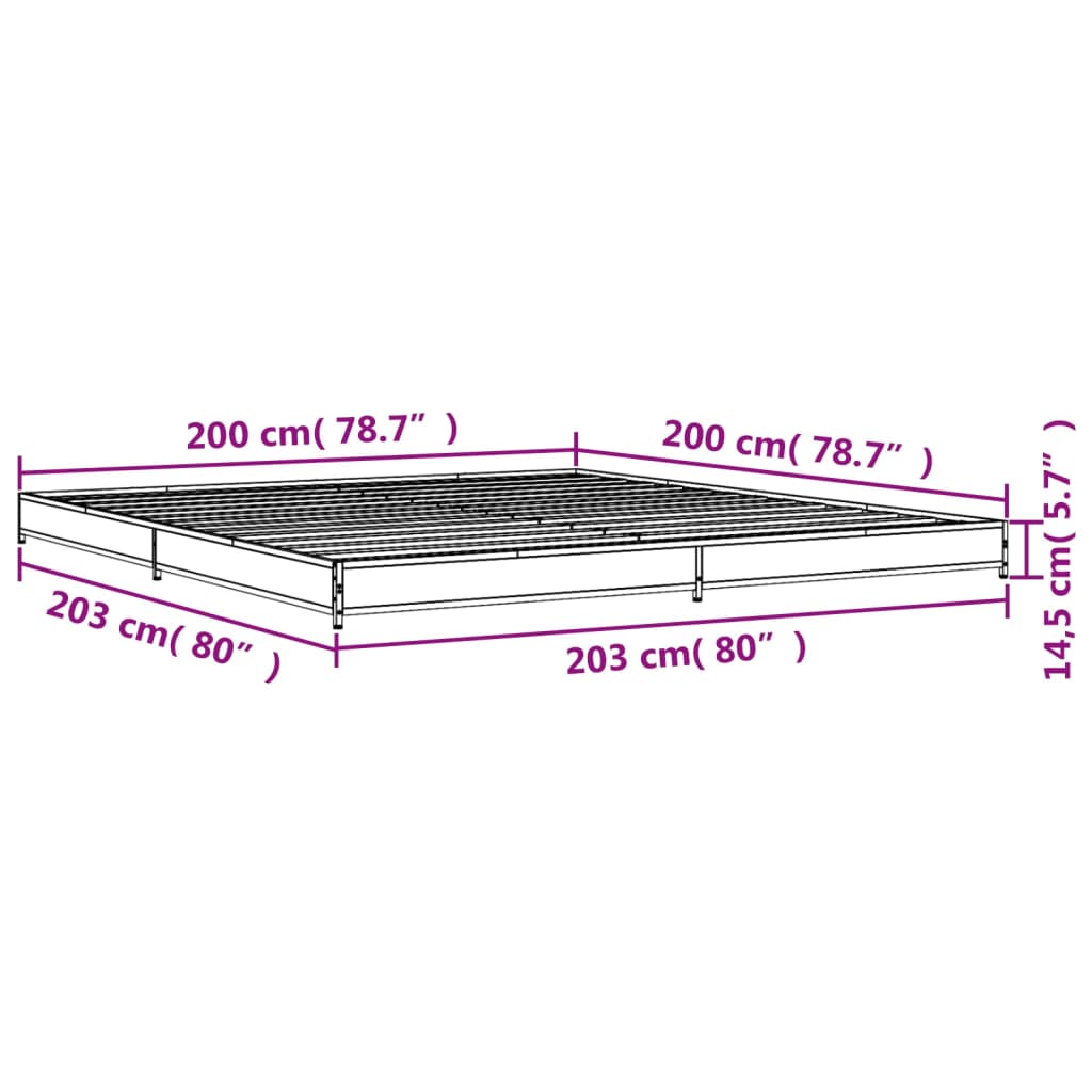 Estrutura de cama 200x200 cm derivados madeira/metal