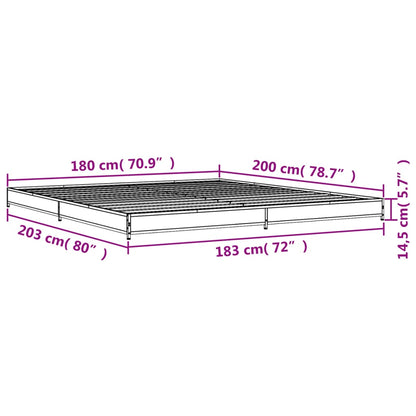 Estrutura de cama 180x200 cm derivados de madeira/metal preto