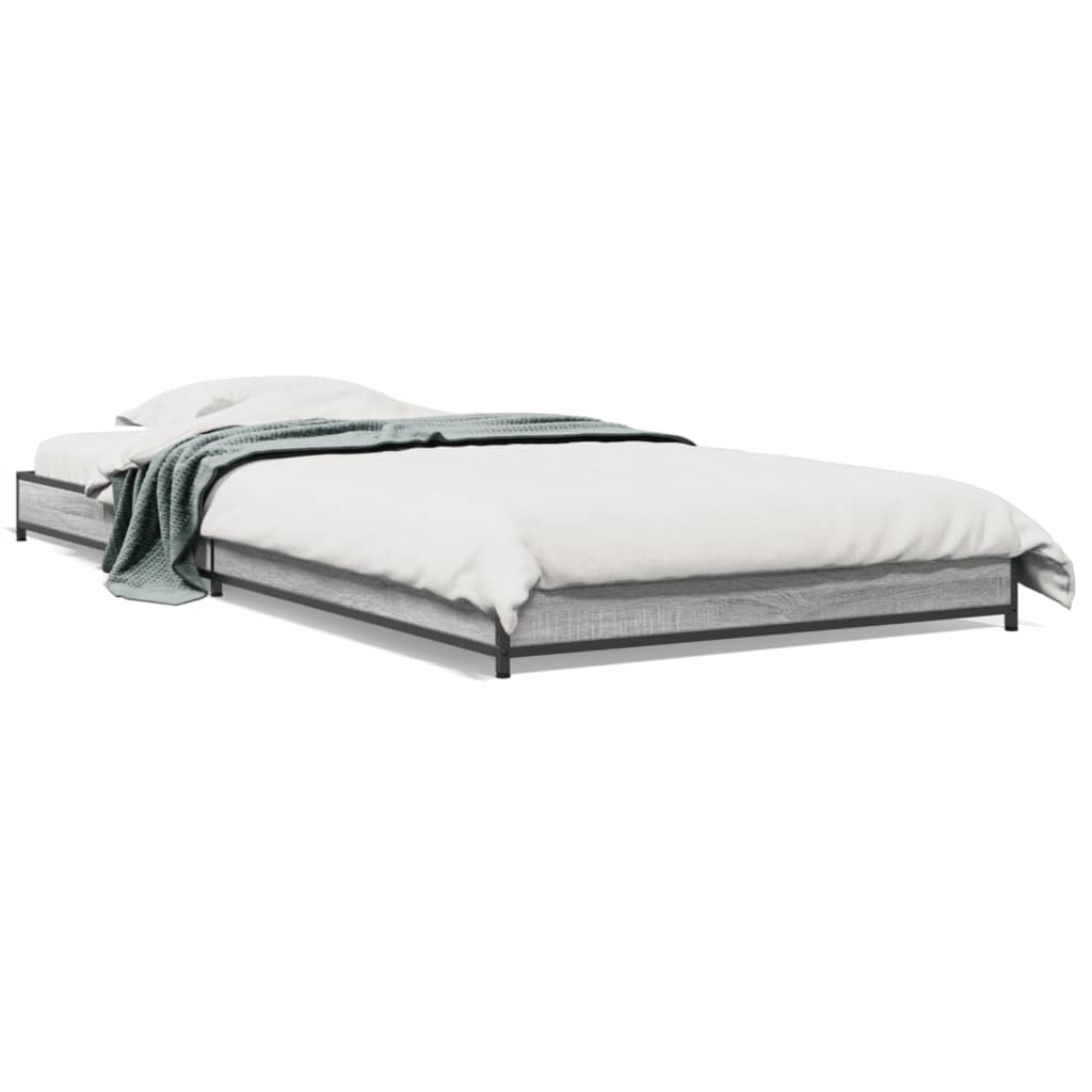 Estrutura cama 100x200 cm derivados madeira/metal cinza sonoma