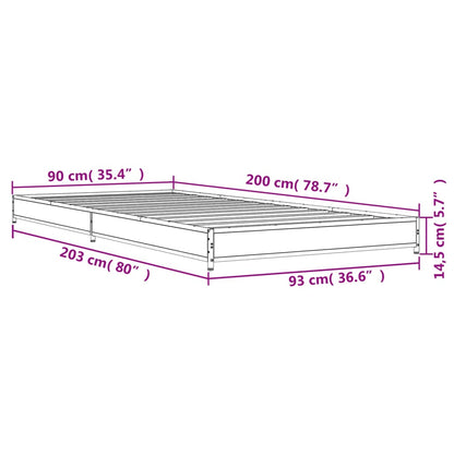 Estrutura de cama derivados de madeira e metal cinzento sonoma