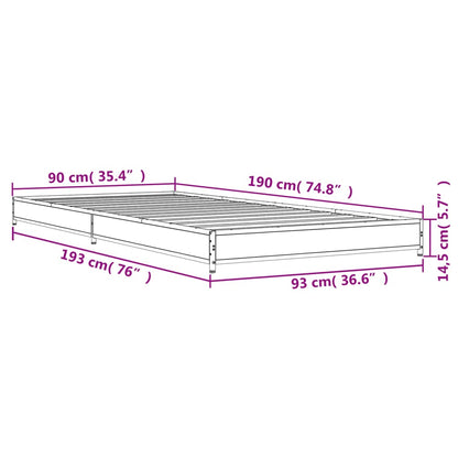 Estrutura de cama 90x190 cm derivados de madeira e metal preto