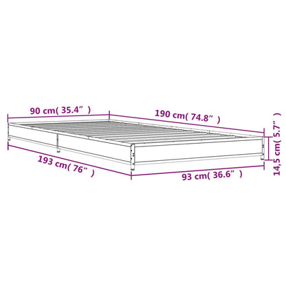 Estrutura de cama derivados de madeira e metal cinzento sonoma