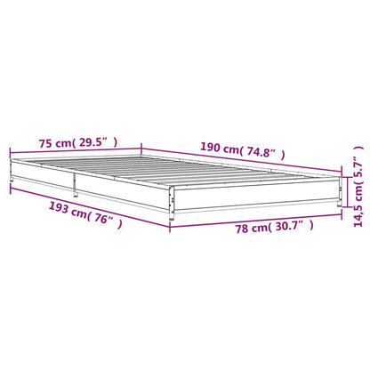 Estrutura de cama 75x190 cm derivados de madeira e metal preto