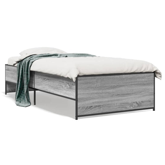 Estrutura cama 100x200 cm derivados madeira/metal cinza sonoma