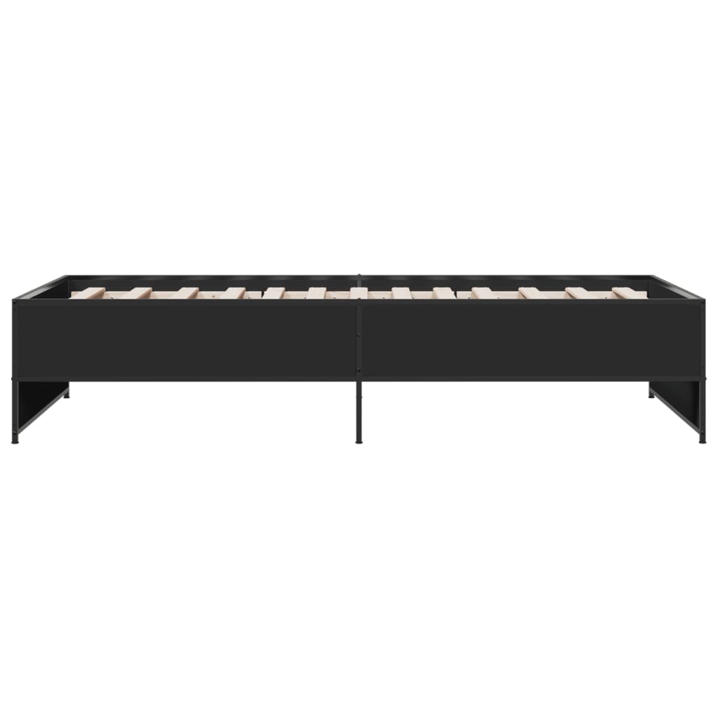 Estrutura de cama 90x190 cm derivados de madeira e metal preto