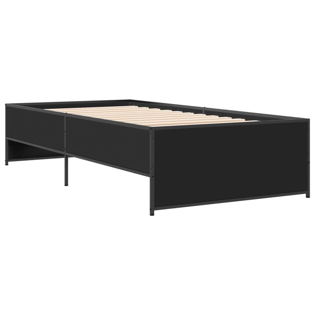 Estrutura de cama 90x190 cm derivados de madeira e metal preto