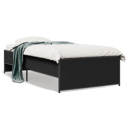 Estrutura de cama 90x190 cm derivados de madeira e metal preto