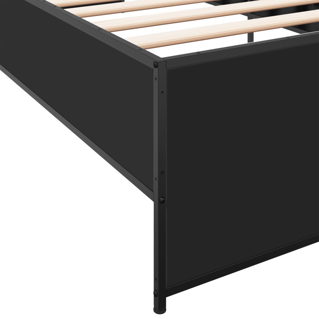 Estrutura de cama 75x190 cm derivados de madeira e metal preto