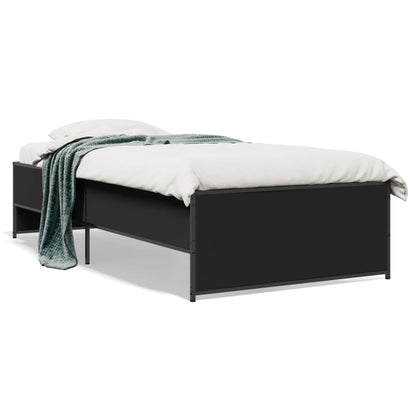 Estrutura de cama 75x190 cm derivados de madeira e metal preto