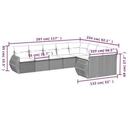 9 pcs conjunto de sofás p/ jardim c/ almofadões vime PE preto